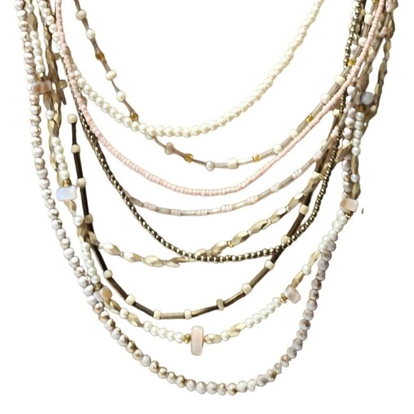 Boho Chic Multi Strand Beaded Statement Necklace Artisan Fashion Jewelry Women - Picture 1 of 8